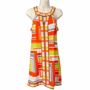 BCBGMAXAZRIA Multicolor Geometric Sheath Dress Women’s Size XSmall
